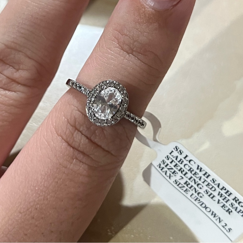Elegant Silver Oval Halo Ring